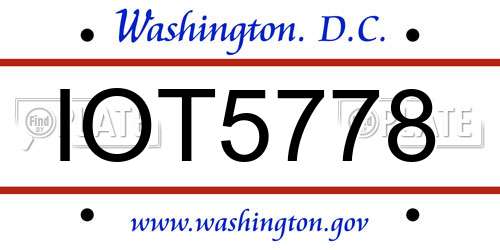 IOT5778 District Of Columbia License Plate