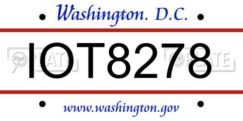 IOT8278 District Of Columbia License Plate