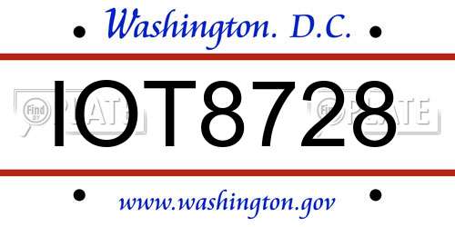 IOT8728 District Of Columbia License Plate