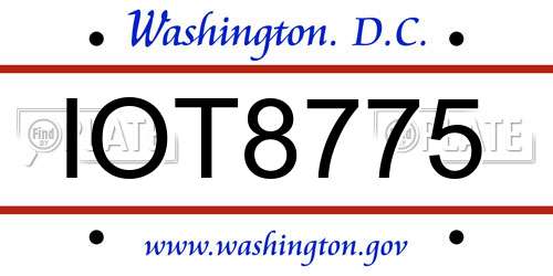 IOT8775 District Of Columbia License Plate