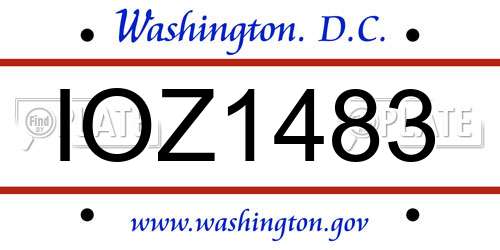IOZ1483 District Of Columbia License Plate