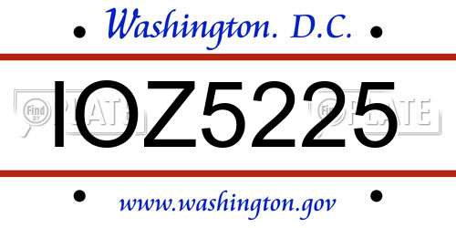 IOZ5225 District Of Columbia License Plate