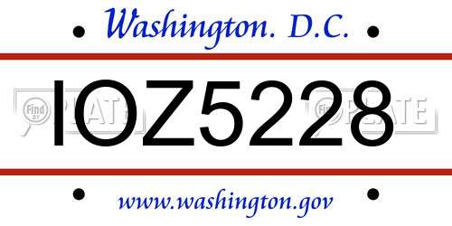 IOZ5228 District Of Columbia License Plate