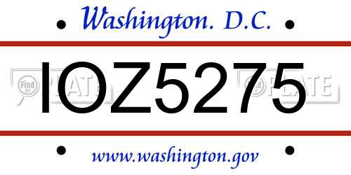 IOZ5275 District Of Columbia License Plate