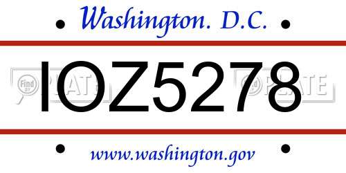 IOZ5278 District Of Columbia License Plate