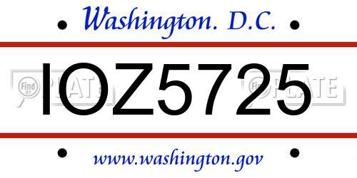 IOZ5725 District Of Columbia License Plate