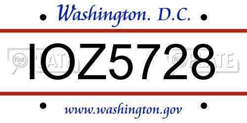IOZ5728 District Of Columbia License Plate