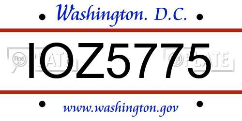 IOZ5775 District Of Columbia License Plate