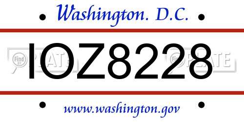 IOZ8228 District Of Columbia License Plate