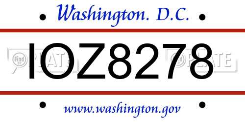 IOZ8278 District Of Columbia License Plate