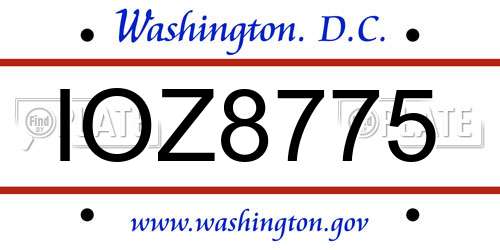 IOZ8775 District Of Columbia License Plate