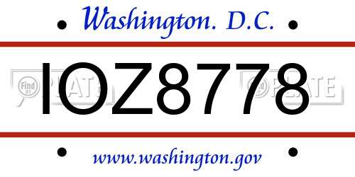 IOZ8778 District Of Columbia License Plate