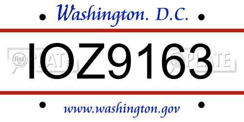 IOZ9163 District Of Columbia License Plate
