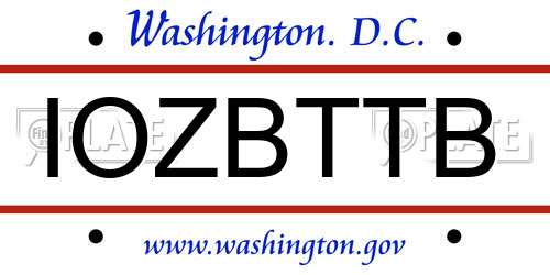 IOZBTTB District Of Columbia License Plate