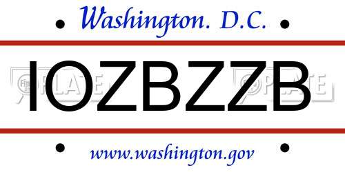 IOZBZZB District Of Columbia License Plate