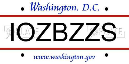 IOZBZZS District Of Columbia License Plate