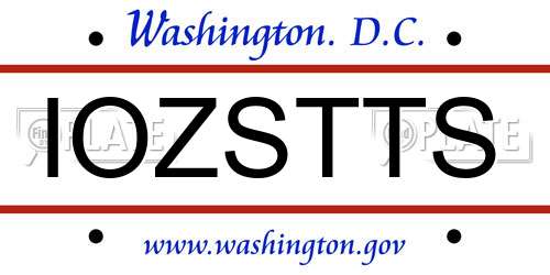 IOZSTTS District Of Columbia License Plate