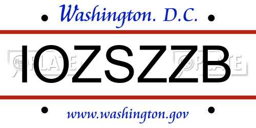 IOZSZZB District Of Columbia License Plate
