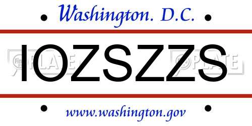 IOZSZZS District Of Columbia License Plate