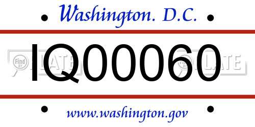 IQ00060 District Of Columbia License Plate