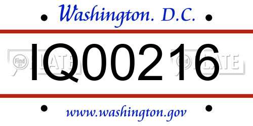 IQ00216 District Of Columbia License Plate