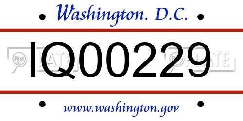 IQ00229 District Of Columbia License Plate