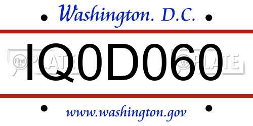 IQ0D060 District Of Columbia License Plate
