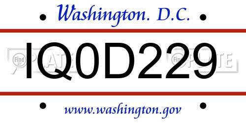 IQ0D229 District Of Columbia License Plate