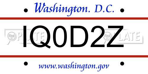 IQ0D2Z District Of Columbia License Plate