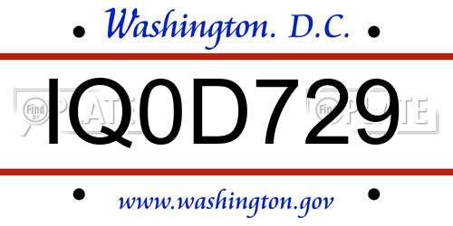 IQ0D729 District Of Columbia License Plate