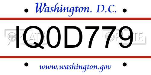 IQ0D779 District Of Columbia License Plate