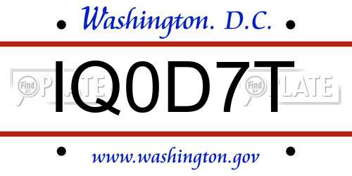 IQ0D7T District Of Columbia License Plate