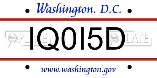 IQ0I5D District Of Columbia License Plate