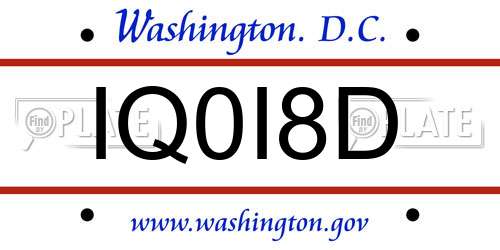 IQ0I8D District Of Columbia License Plate