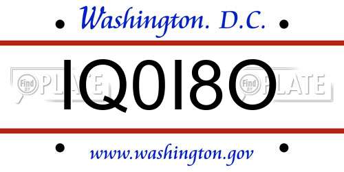 IQ0I8O District Of Columbia License Plate