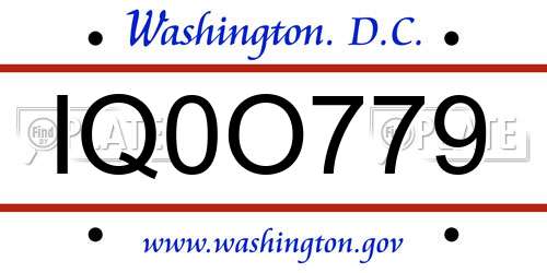 IQ0O779 District Of Columbia License Plate