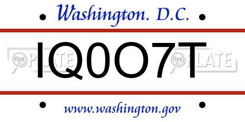IQ0O7T District Of Columbia License Plate