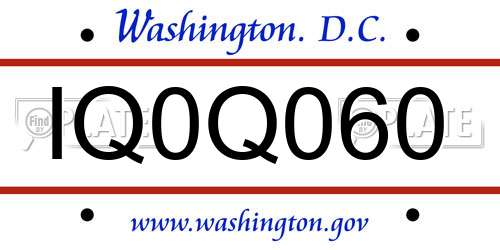 IQ0Q060 District Of Columbia License Plate