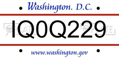 IQ0Q229 District Of Columbia License Plate