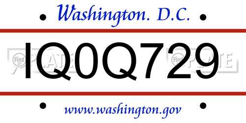 IQ0Q729 District Of Columbia License Plate