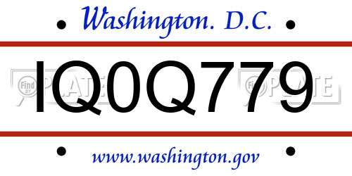 IQ0Q779 District Of Columbia License Plate