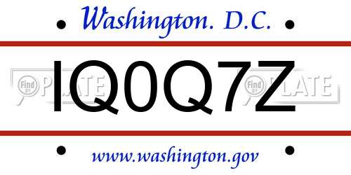 IQ0Q7Z District Of Columbia License Plate