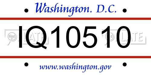 IQ10510 District Of Columbia License Plate