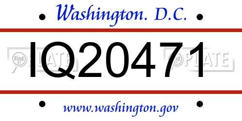 IQ20471 District Of Columbia License Plate