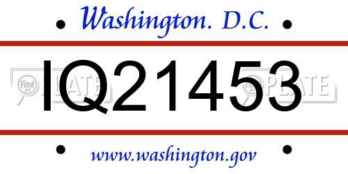 IQ21453 District Of Columbia License Plate