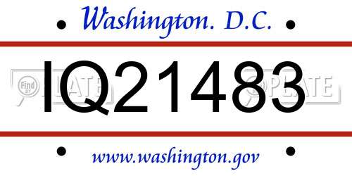 IQ21483 District Of Columbia License Plate