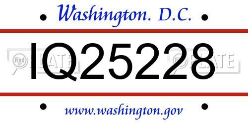 IQ25228 District Of Columbia License Plate
