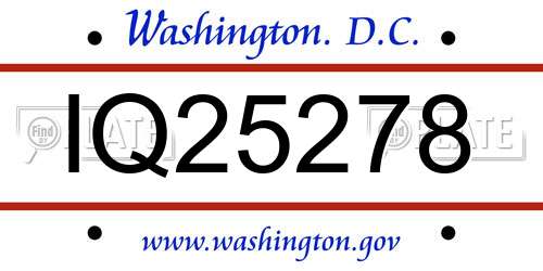 IQ25278 District Of Columbia License Plate