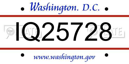 IQ25728 District Of Columbia License Plate