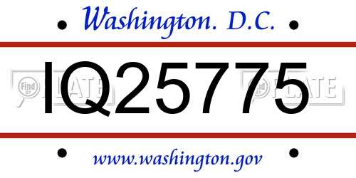 IQ25775 District Of Columbia License Plate